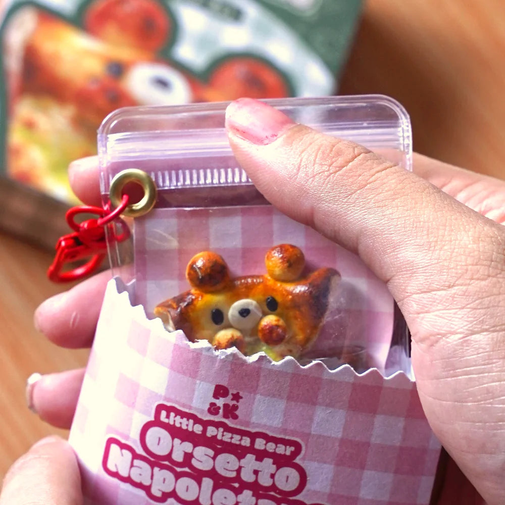 Little Pizza Bear Blind Box — Handmade Clay Miniature Keychain