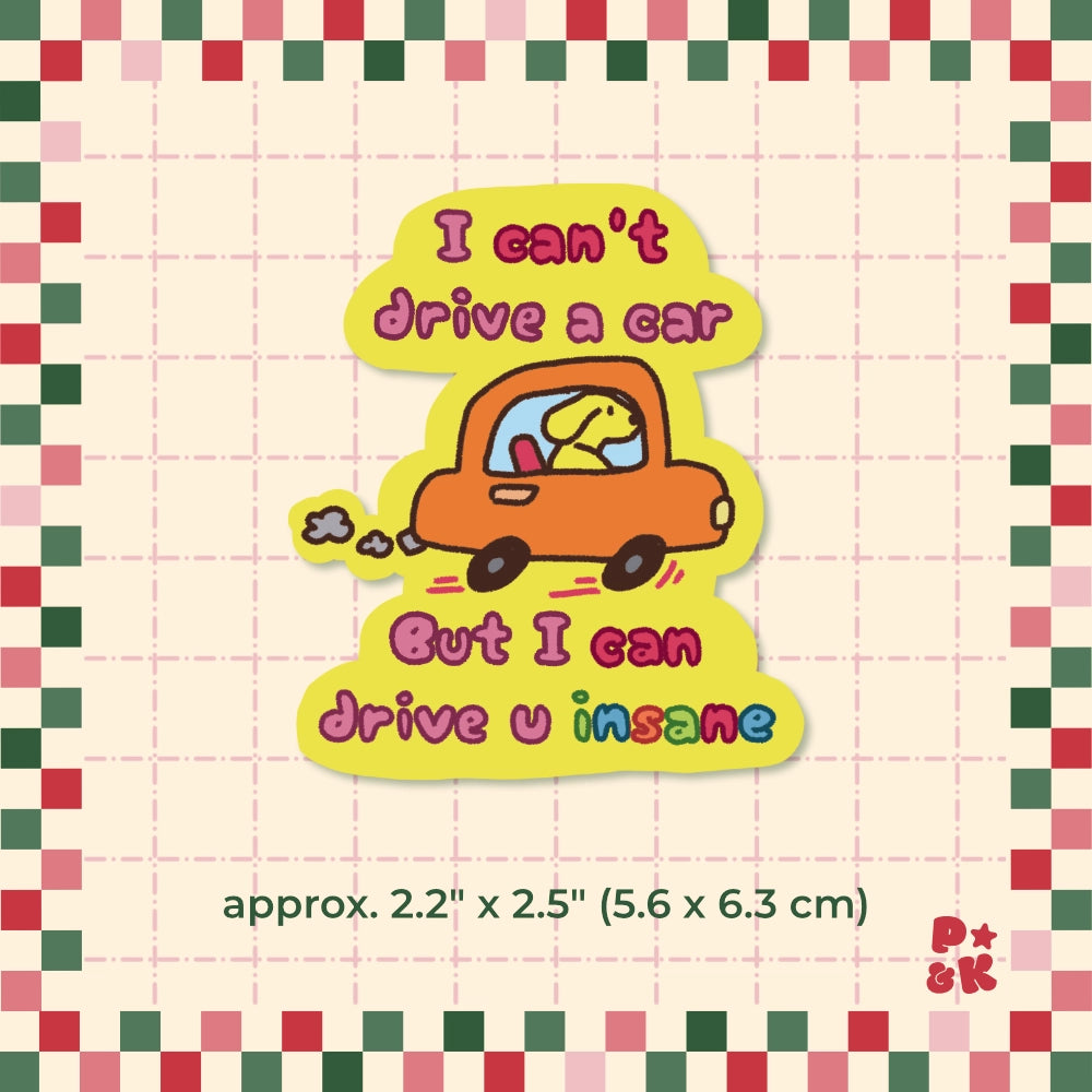 I Can't Drive A Car But I Can Drive You Insane — Sticker