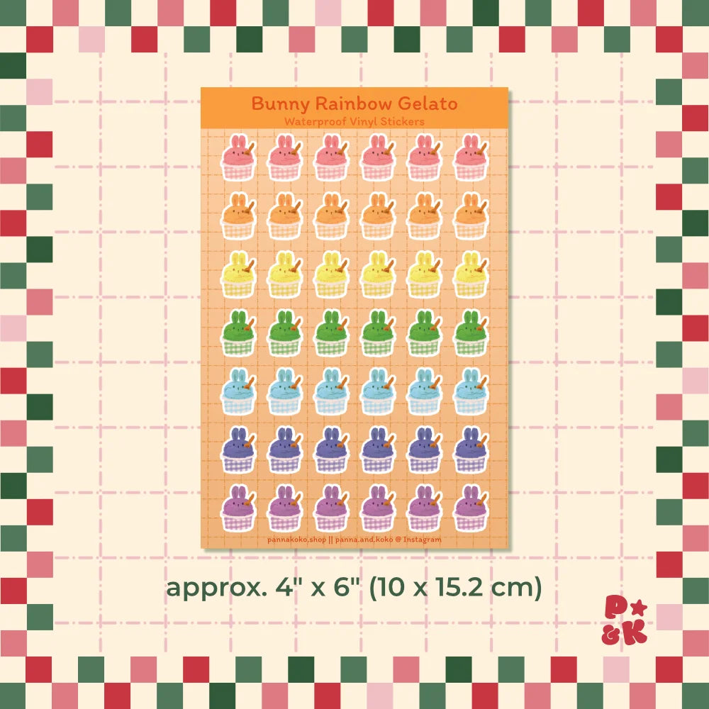 Bunny Rainbow Gelato — Sticker Sheet
