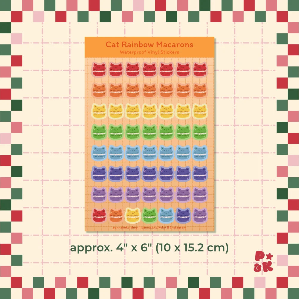 Cat Rainbow Macarons — Sticker Sheet