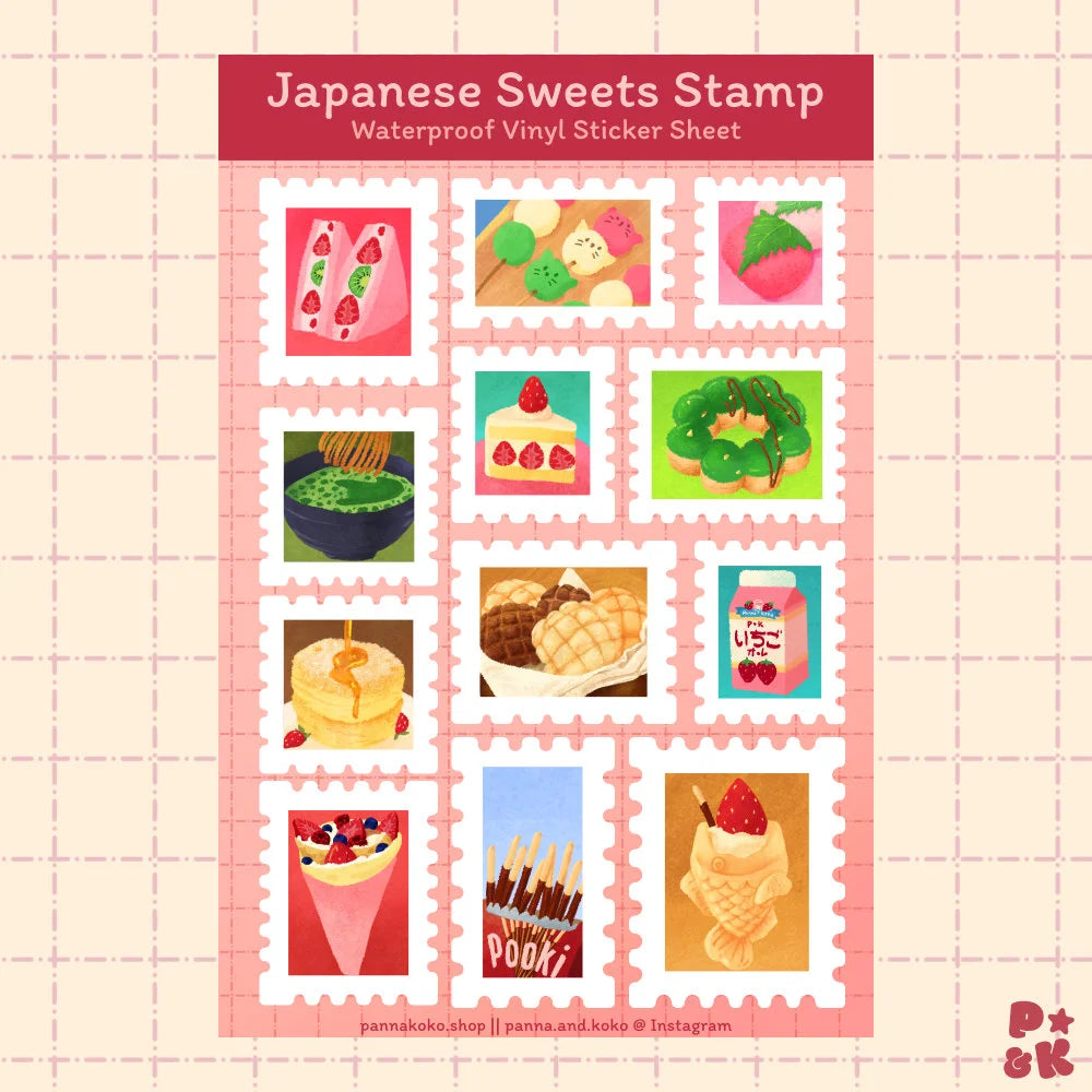 Japanese Stamp Snacks — Sticker Sheet