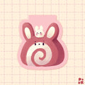 Strawberry Bunny Roll — Magnetic Bookmark